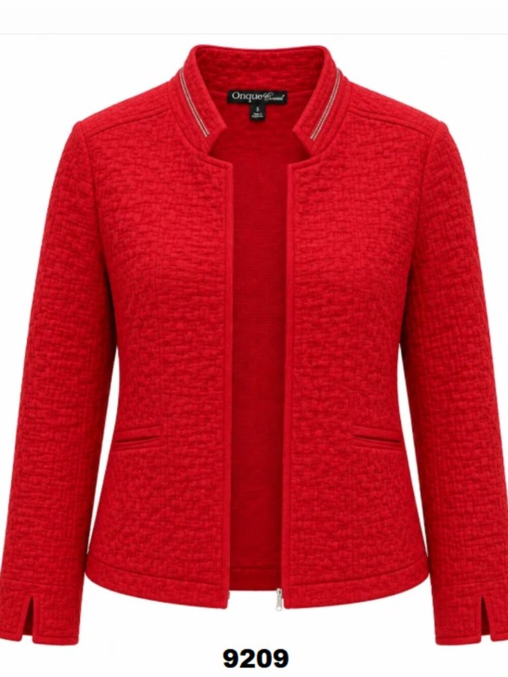 NWT Onque Casual Marina Day Trip Fly-Away Texture Jacket W/Rhinestone Collar *Sm